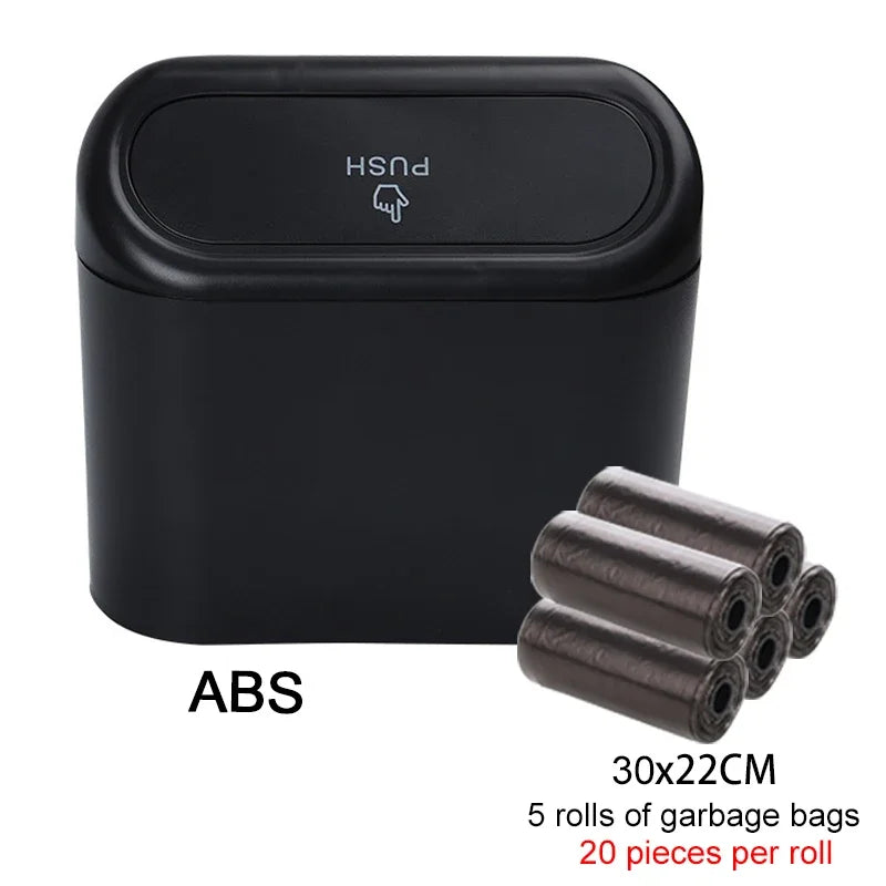 Car Trash Can with Lid - Hanging Dustbin and Storage Solution for Vehicle Interior Accessories