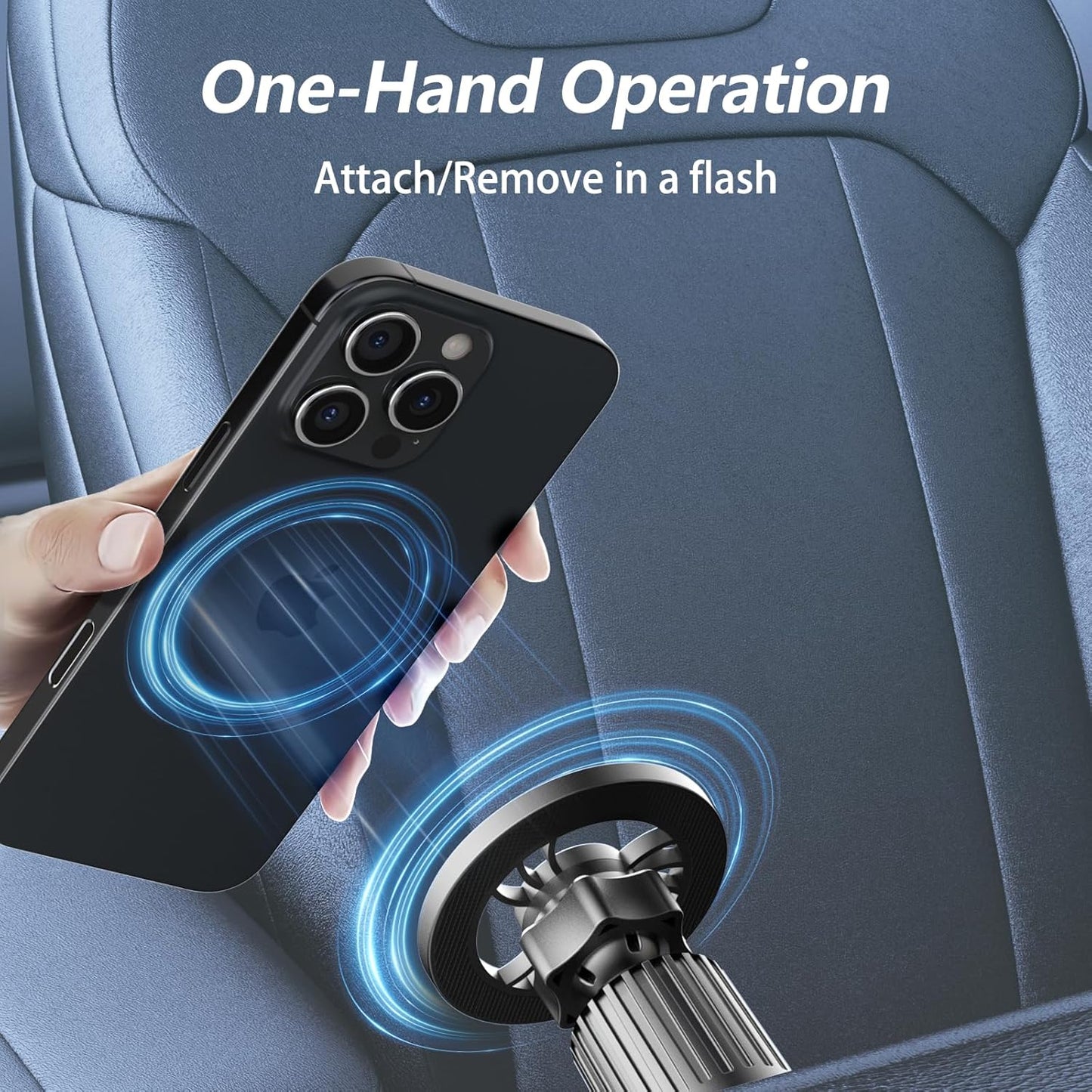 Magsafe Car Mount [360°Flexible Rotation] [20X Strong Magnets] Upgraded Metal Hook, Hands-Free Phone Holder Fit for Iphone 16/15/14/13/12 Series, Black