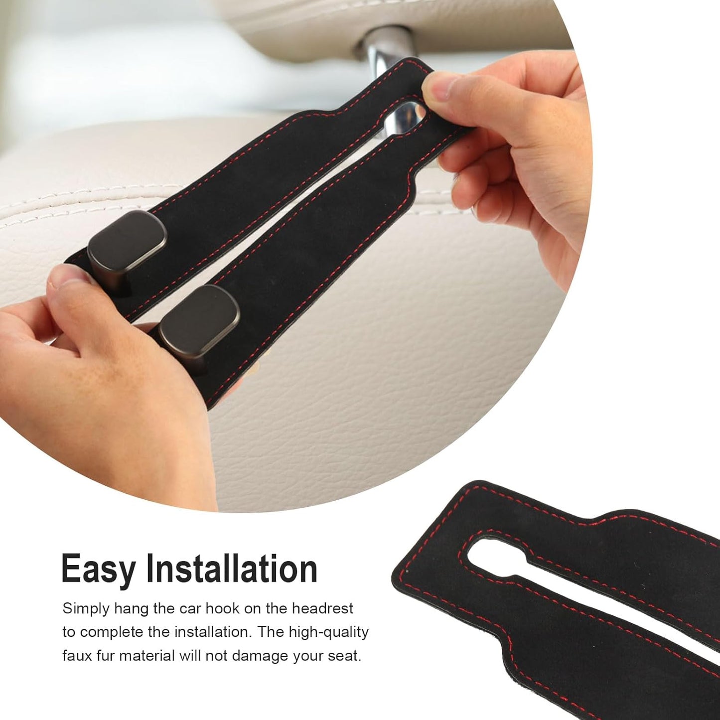 Premium Suede Multifunctional Headrest Hooks for Car - Set of 2 Universal Seat Back Storage Holders