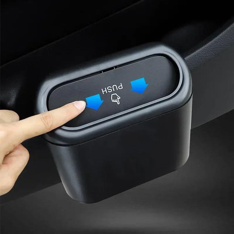 Car Trash Can with Lid - Hanging Dustbin and Storage Solution for Vehicle Interior Accessories