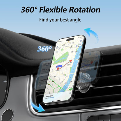 Magsafe Car Mount [360°Flexible Rotation] [20X Strong Magnets] Upgraded Metal Hook, Hands-Free Phone Holder Fit for Iphone 16/15/14/13/12 Series, Black