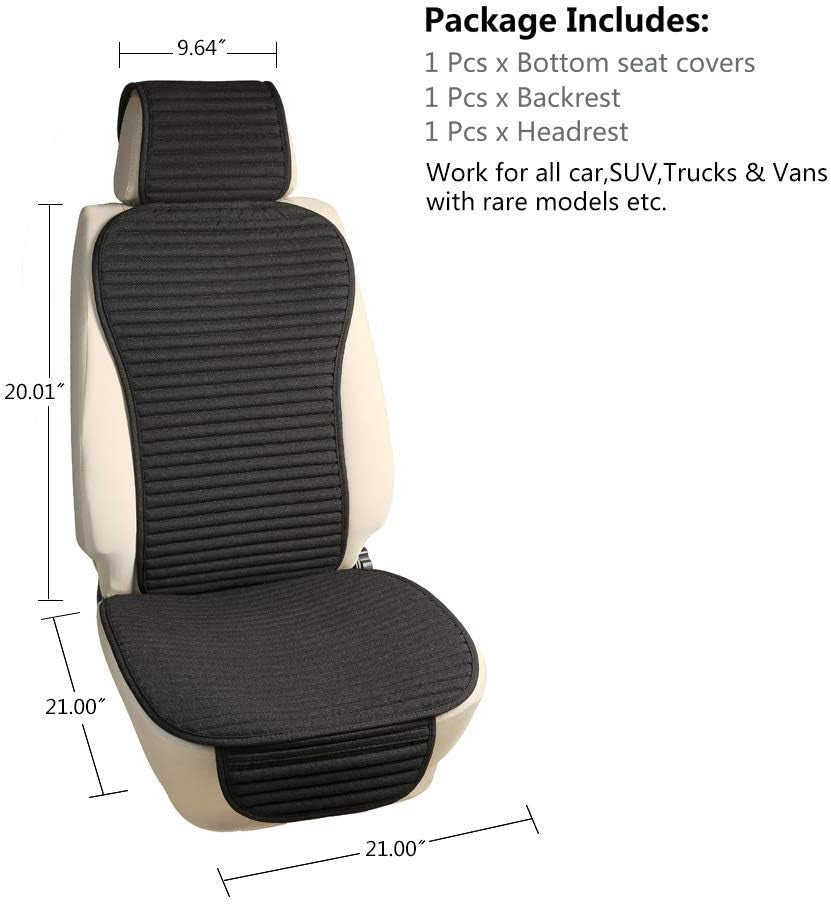 Car Seat Covers,Cloth Car Seat Cover,Buckwheat Hull Cooling Car Seat Covers,Universal Car Seat Protector, Breathable Comfortable Ventilated Front Seat Only,Black