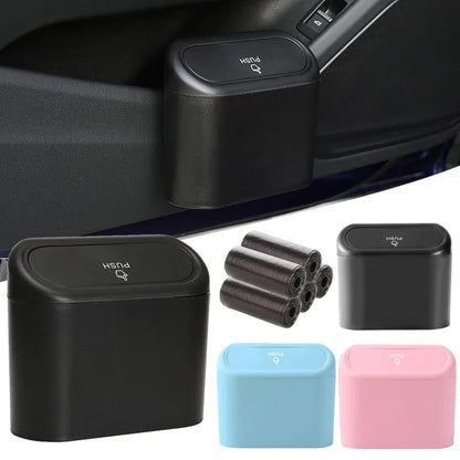 Car Trash Can with Lid - Hanging Dustbin and Storage Solution for Vehicle Interior Accessories