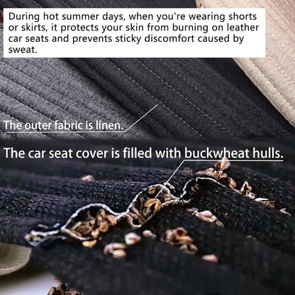 Car Seat Covers,Cloth Car Seat Cover,Buckwheat Hull Cooling Car Seat Covers,Universal Car Seat Protector, Breathable Comfortable Ventilated Front Seat Only,Black