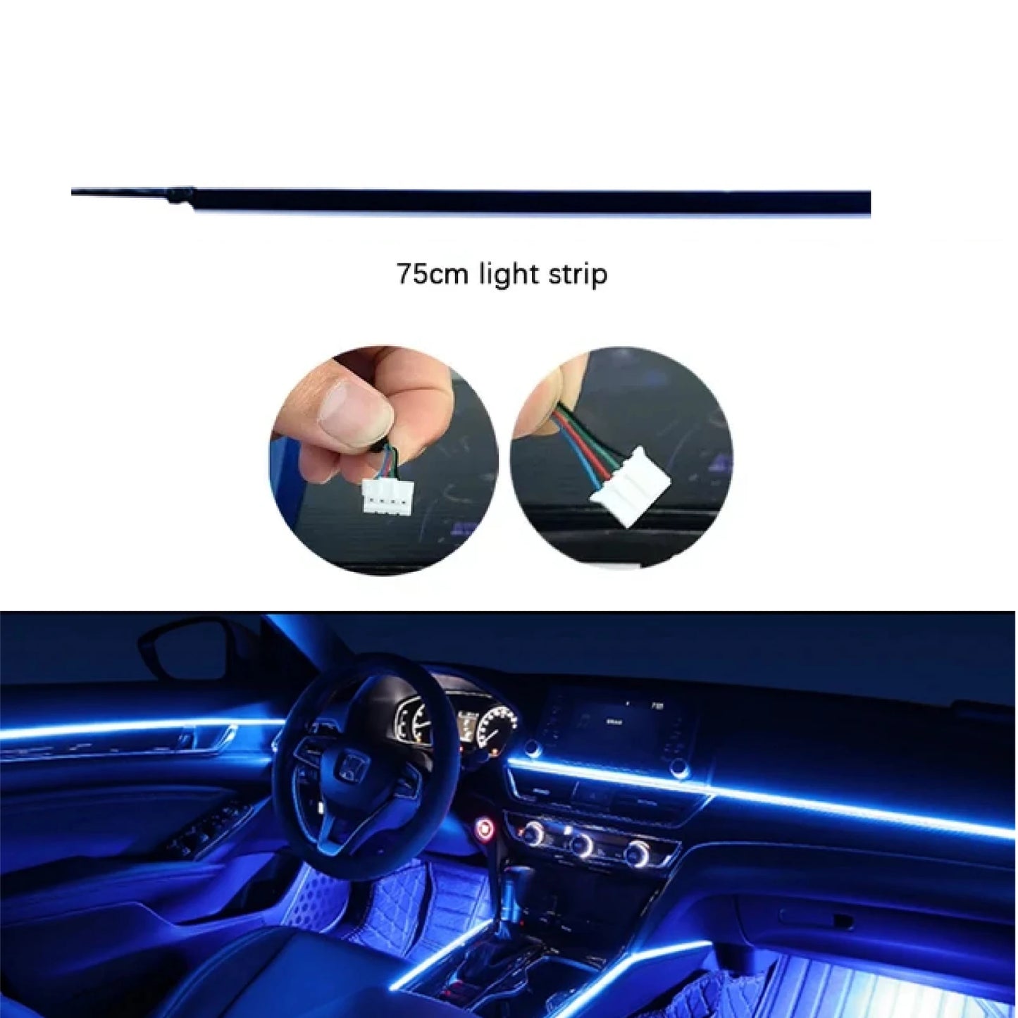 Acrylic Light Bar Auto Accessories 35/75/110Cm Car Full Color RGB LED Ambient Rainbow Light Strip Replacement Car Ambient Light Premium Car Ambient LED Interior Lighting Kit – RGB
