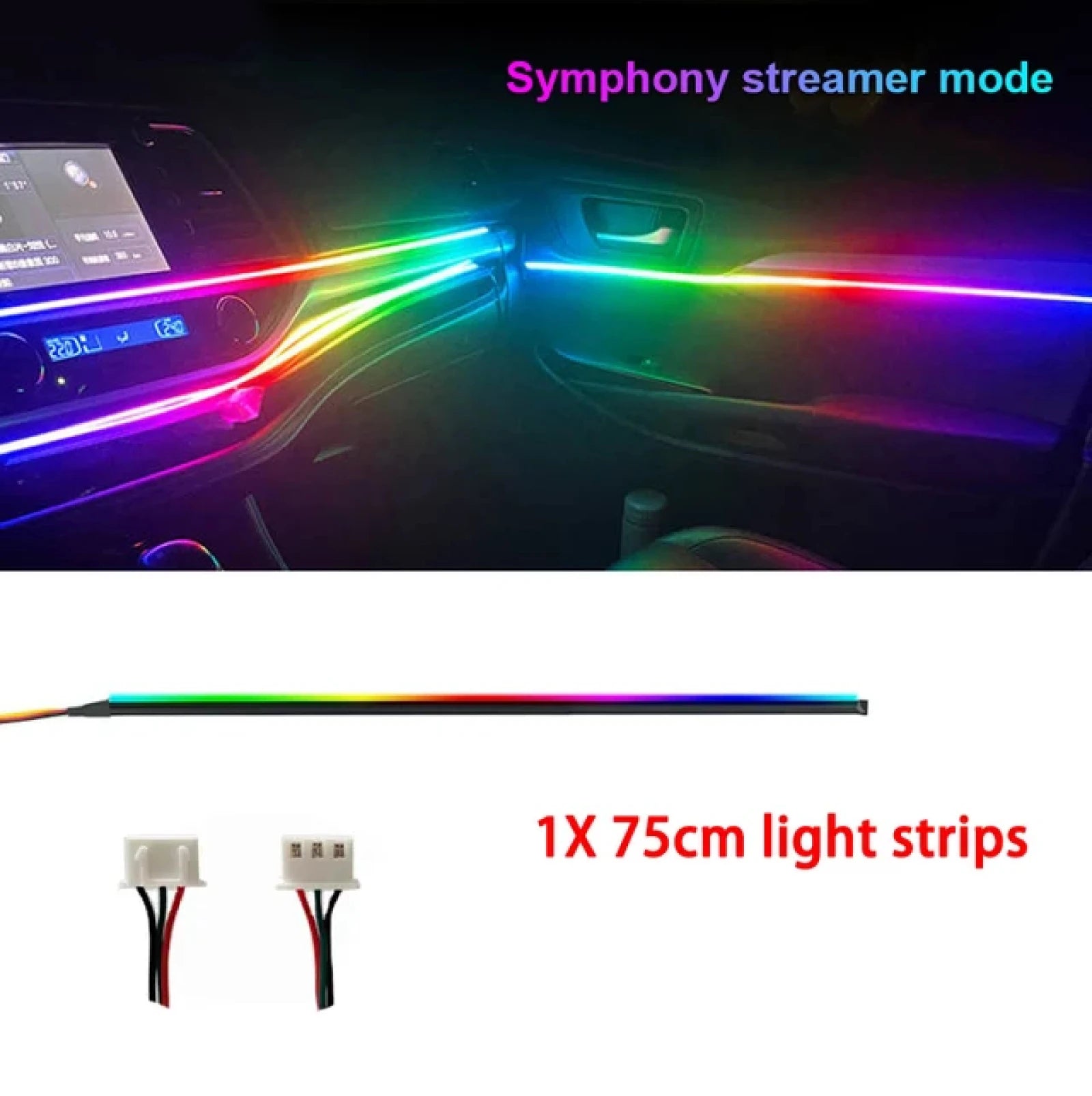 Acrylic Light Bar Auto Accessories 35/75/110Cm Car Full Color RGB LED Ambient Rainbow Light Strip Replacement Car Ambient Light Premium Car Ambient LED Interior Lighting Kit – RGB