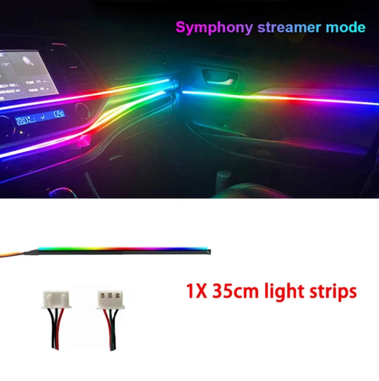 Acrylic Light Bar Auto Accessories 35/75/110Cm Car Full Color RGB LED Ambient Rainbow Light Strip Replacement Car Ambient Light Premium Car Ambient LED Interior Lighting Kit – RGB