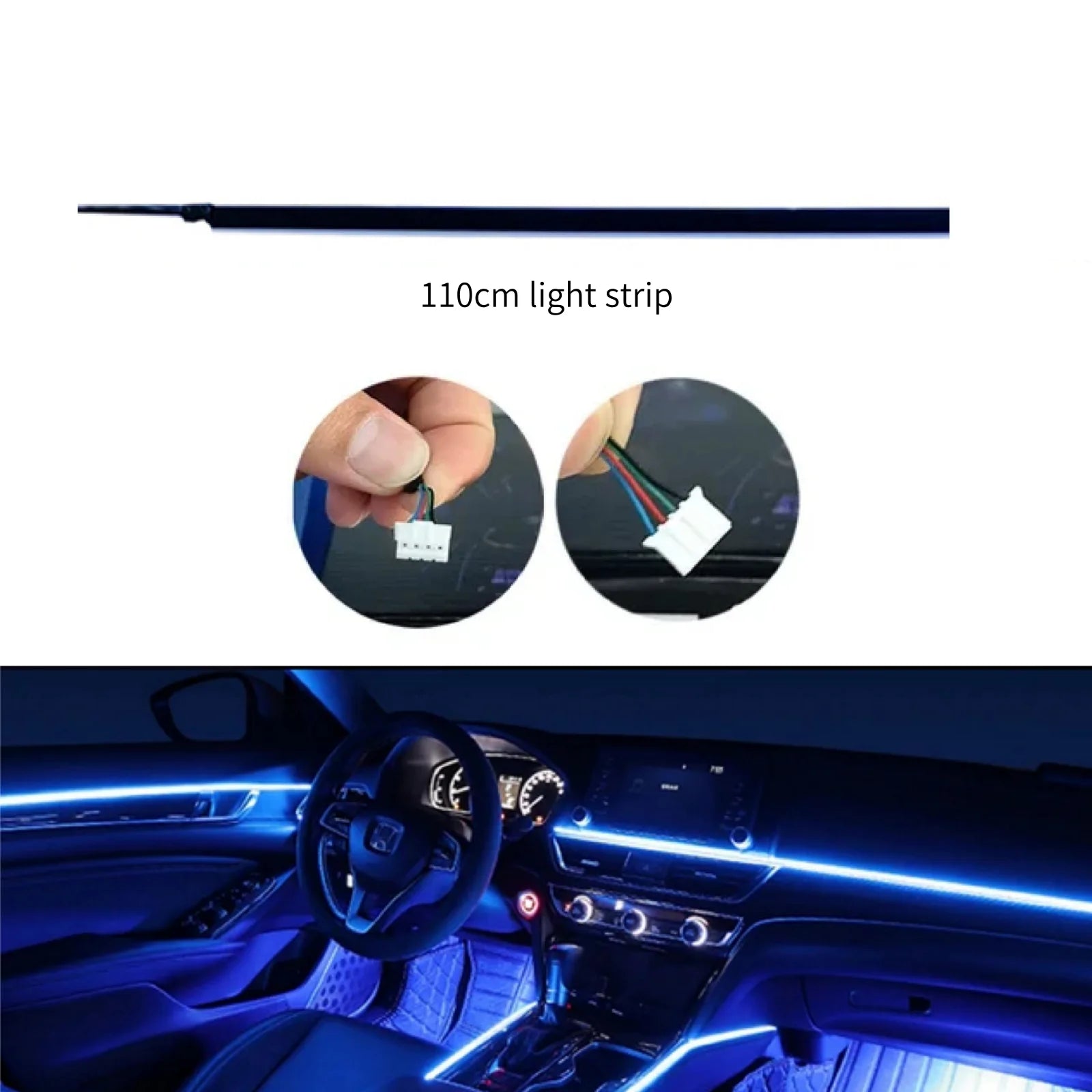 Acrylic Light Bar Auto Accessories 35/75/110Cm Car Full Color RGB LED Ambient Rainbow Light Strip Replacement Car Ambient Light Premium Car Ambient LED Interior Lighting Kit – RGB