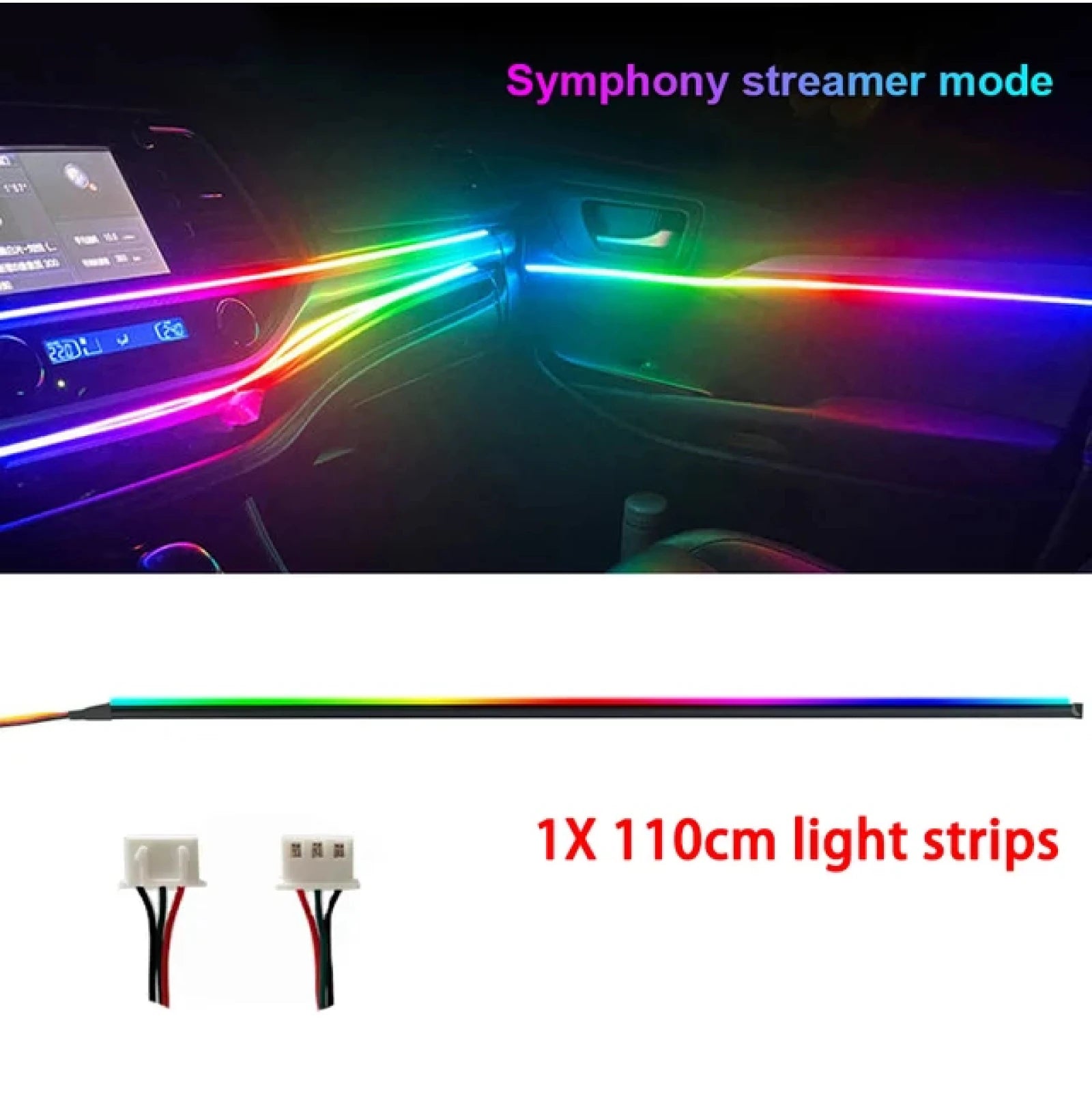 Acrylic Light Bar Auto Accessories 35/75/110Cm Car Full Color RGB LED Ambient Rainbow Light Strip Replacement Car Ambient Light Premium Car Ambient LED Interior Lighting Kit – RGB