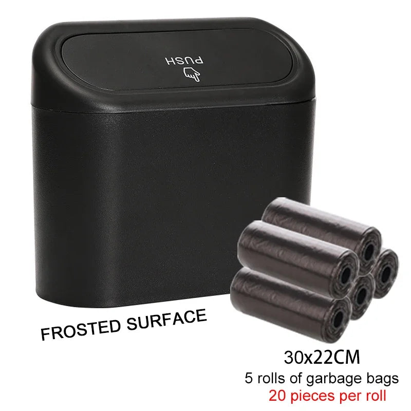 Car Trash Can with Lid - Hanging Dustbin and Storage Solution for Vehicle Interior Accessories