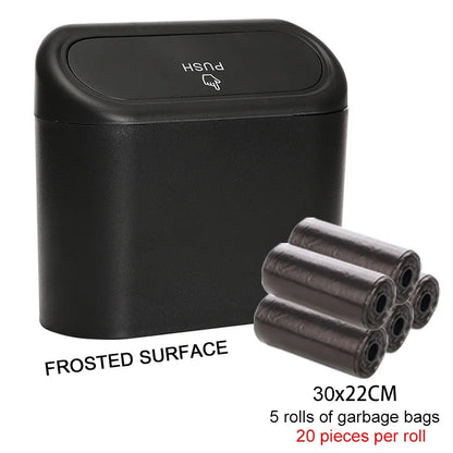 Car Trash Can with Lid - Hanging Dustbin and Storage Solution for Vehicle Interior Accessories