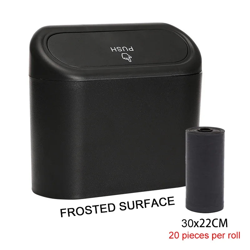 Car Trash Can with Lid - Hanging Dustbin and Storage Solution for Vehicle Interior Accessories