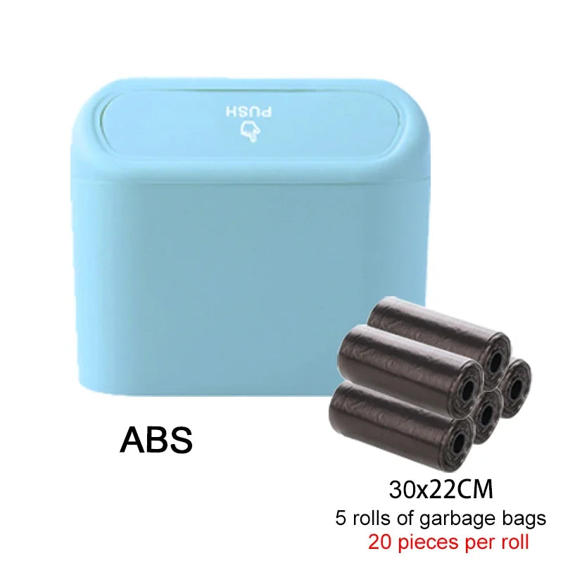 Car Trash Can with Lid - Hanging Dustbin and Storage Solution for Vehicle Interior Accessories