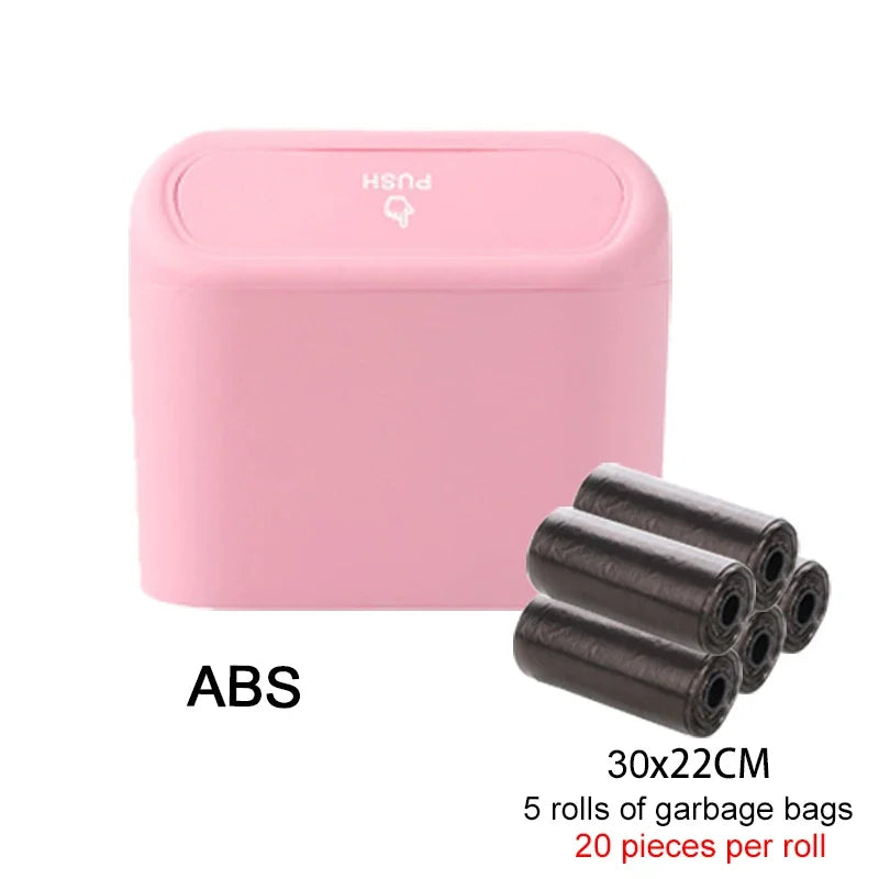 Car Trash Can with Lid - Hanging Dustbin and Storage Solution for Vehicle Interior Accessories